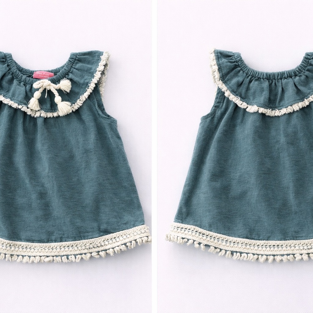 Isaac Mizrahi Baby Boho Fringe Top – 12M – Teal